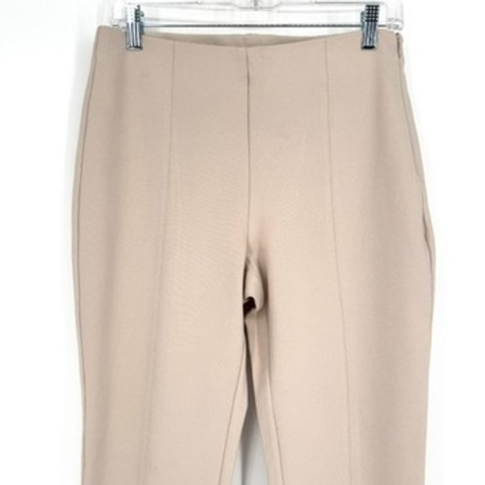 NWT Quince Ultra-Stretch Ponte Pintuck Ankle Pant Ecru Beige Slim Trousers L - Picture 8 of 16